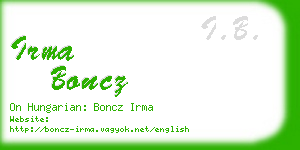 irma boncz business card